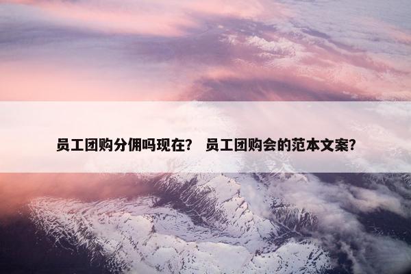 员工团购分佣吗现在？ 员工团购会的范本文案？