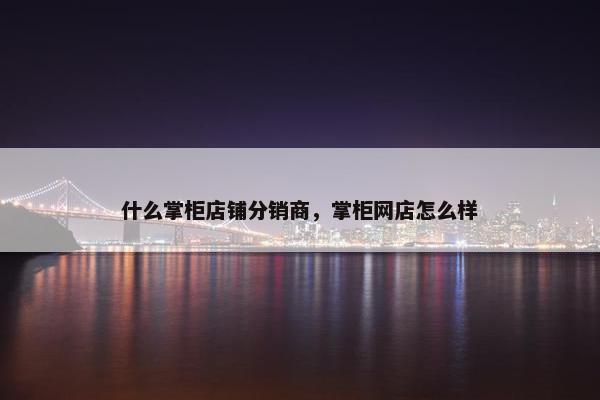 什么掌柜店铺分销商，掌柜网店怎么样