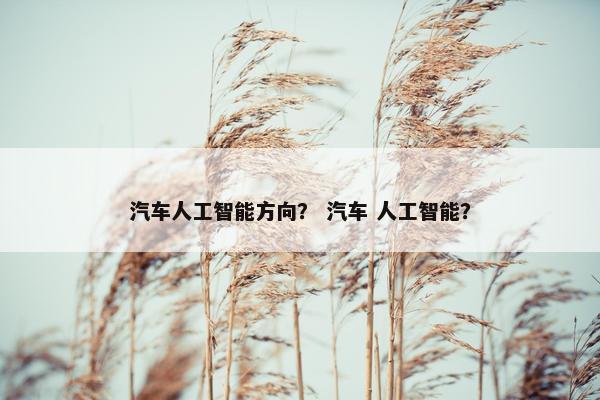 汽车人工智能方向？ 汽车 人工智能？