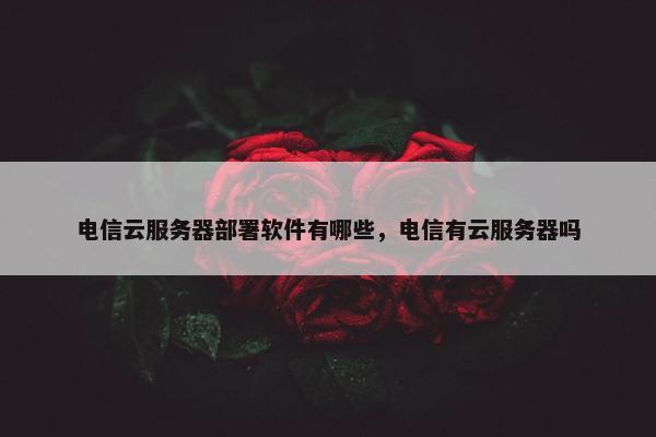 电信云服务器部署软件有哪些，电信有云服务器吗