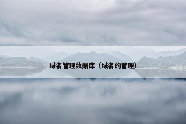 域名管理数据库（域名的管理）