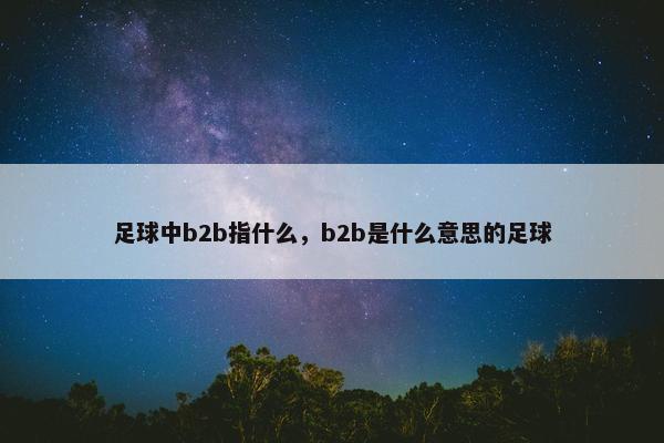 足球中b2b指什么，b2b是什么意思的足球