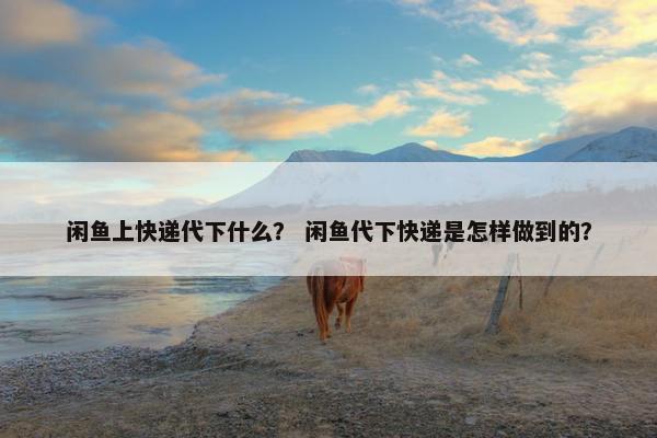 闲鱼上快递代下什么？ 闲鱼代下快递是怎样做到的？
