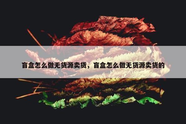 盲盒怎么做无货源卖货，盲盒怎么做无货源卖货的