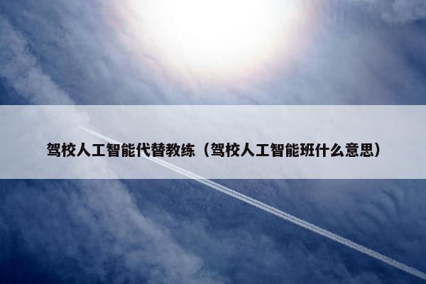 驾校人工智能代替教练（驾校人工智能班什么意思）