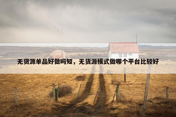 无货源单品好做吗知，无货源模式做哪个平台比较好