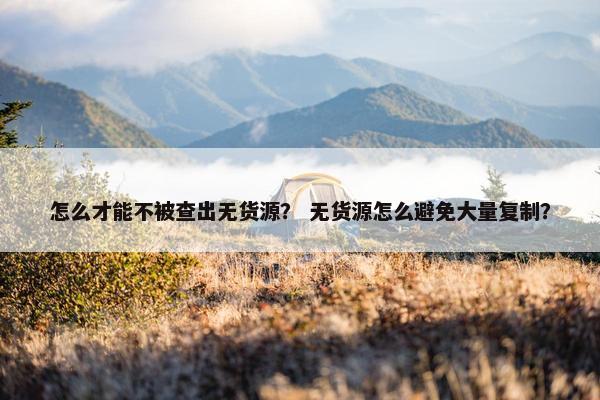 怎么才能不被查出无货源？ 无货源怎么避免大量复制？