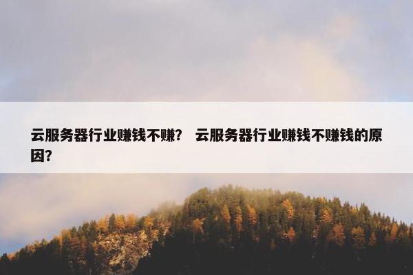 云服务器行业赚钱不赚？ 云服务器行业赚钱不赚钱的原因？