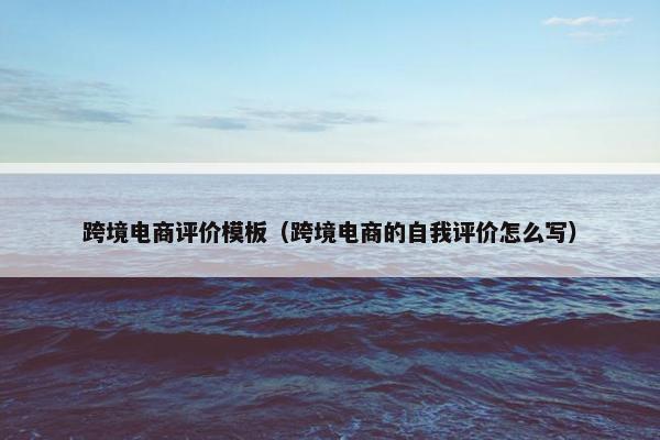 跨境电商评价模板（跨境电商的自我评价怎么写）
