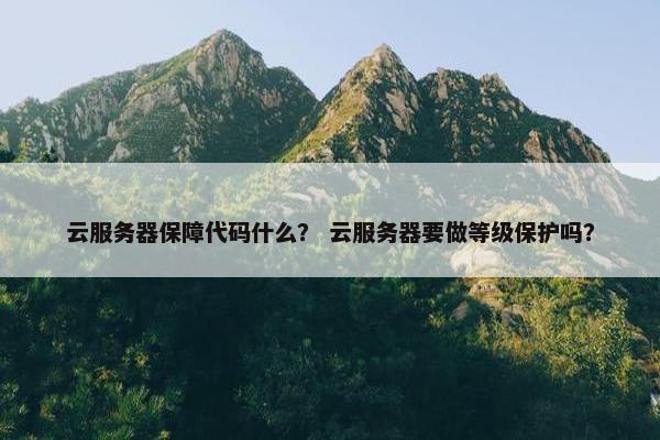 云服务器保障代码什么？ 云服务器要做等级保护吗？
