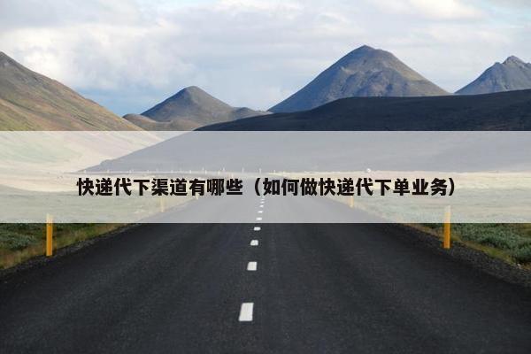 快递代下渠道有哪些（如何做快递代下单业务）
