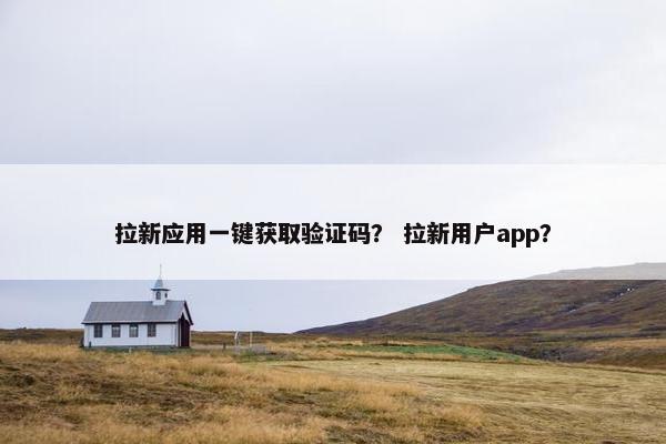 拉新应用一键获取验证码？ 拉新用户app？