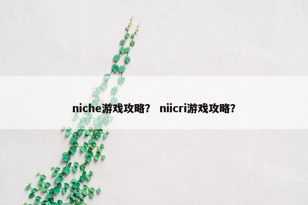 niche游戏攻略？ niicri游戏攻略？