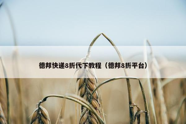 德邦快递8折代下教程（德邦8折平台）