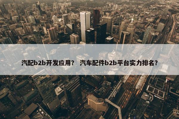 汽配b2b开发应用？ 汽车配件b2b平台实力排名？