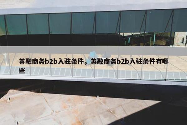 善融商务b2b入驻条件，善融商务b2b入驻条件有哪些