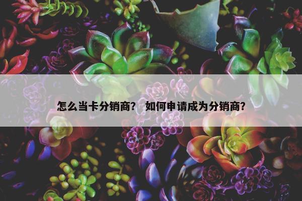 怎么当卡分销商？ 如何申请成为分销商？