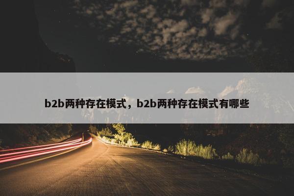 b2b两种存在模式，b2b两种存在模式有哪些