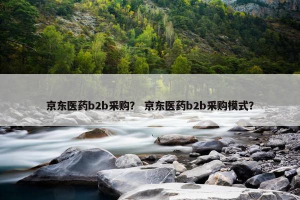 京东医药b2b采购？ 京东医药b2b采购模式？