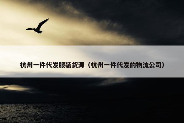 杭州一件代发服装货源（杭州一件代发的物流公司）