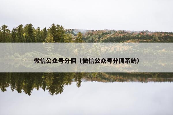 微信公众号分佣（微信公众号分佣系统）