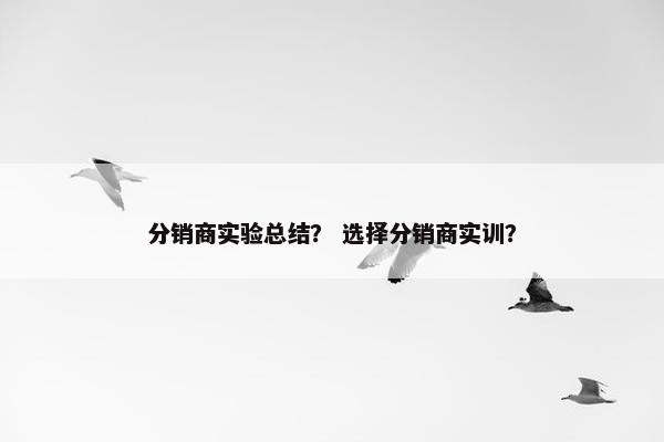 分销商实验总结？ 选择分销商实训？